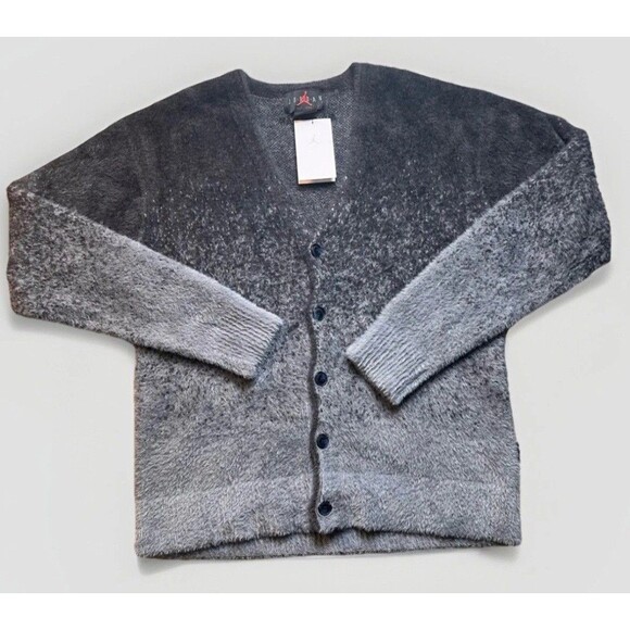 Nike Air Jordan Cardigan Sweater Smoke Grey FV7426-070 Men's Size Large Button